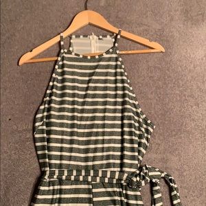 Green and white stripped jumpsuit